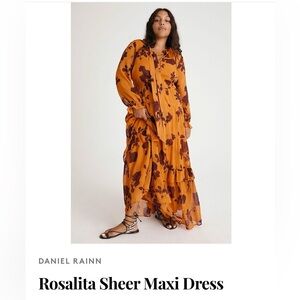 Anthropologie Daniel Rainn Rosalita Maxi Dress Orange and Purple Floral new $168